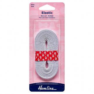 22mm Hemline Lightweight Non Roll Dressmaking Elastic 1m White H634