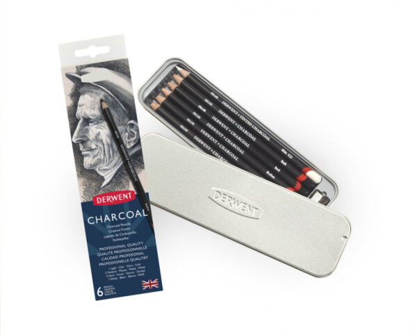 Derwent Charcoal Pencils - Tin of 6