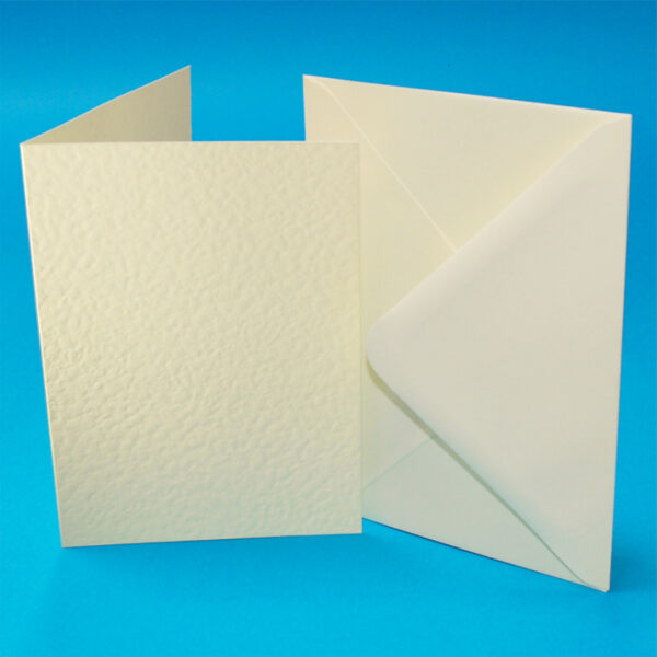 Pack of 10 C6 Cards & Envelopes - Ivory Hammer Effect