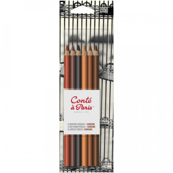 Conté à Paris Sketching Pencil Set - 6 Assorted Sanguine Pencils