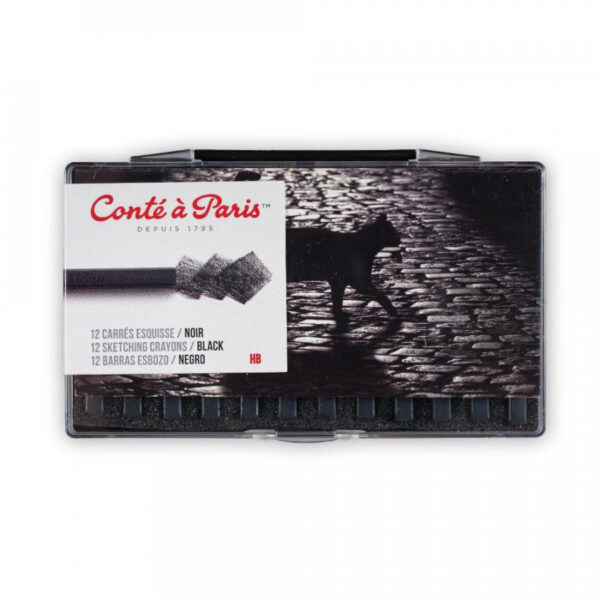 Conté à Paris Carrés Sketching Crayons Set of 12 Black HB