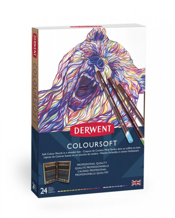Derwent Coloursoft Pencil Wooden Box of 24 - Image 2