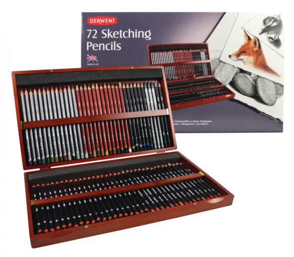 Derwent Sketching Pencil Wooden Box of 72