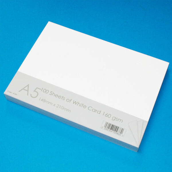 Pack of 100 Sheets of A5 White Card