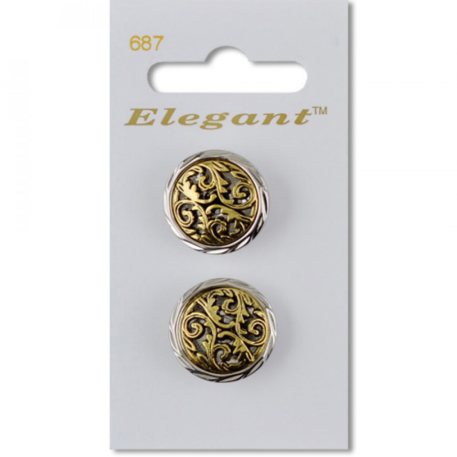 Sirdar Elegant Buttons – Silver & Antique Gold Shank 22mm