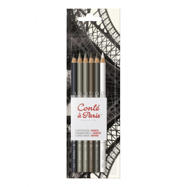 Conté à Paris Sketching Pencil Set - 6 Assorted Drawing Pencils