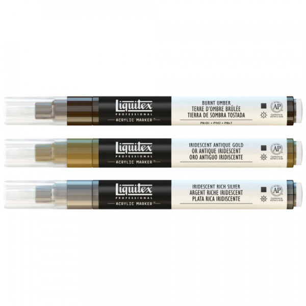 Liquitex Paint Markers 3 x 2mm Iridescents