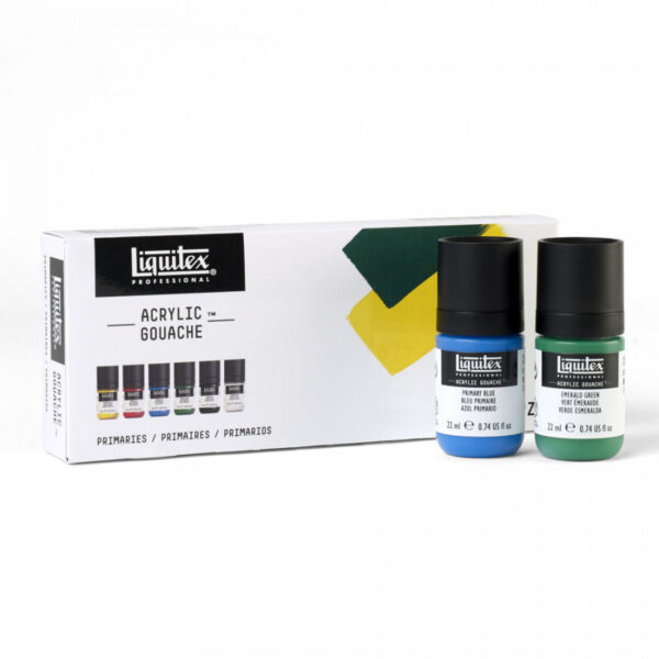 Liquitex Acrylic Gouache Set - 6 x 22ml Primary Colours - Image 3