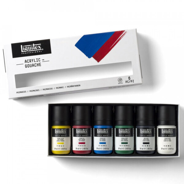Liquitex Acrylic Gouache Set - 6 x 59ml Primary Colours - Image 3