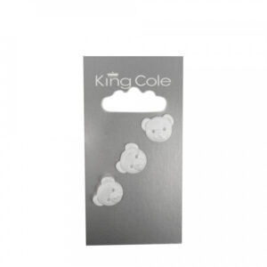 King Cole Teddy Bear Shaped Buttons - White - Image 1