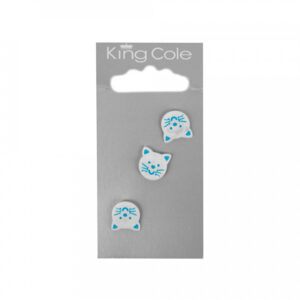 King Cole Cat Shaped Button - White - Image 1