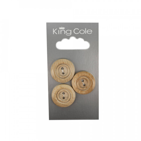 King Cole Rimmed Round Buttons - Wood (Large)