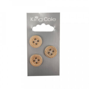 King Cole Rimmed Round Buttons - Wood (Medium) - Image 1