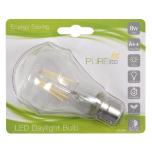 PURElite LED Natural Daylight Bulb 8W Bayonet Cap - Image 1