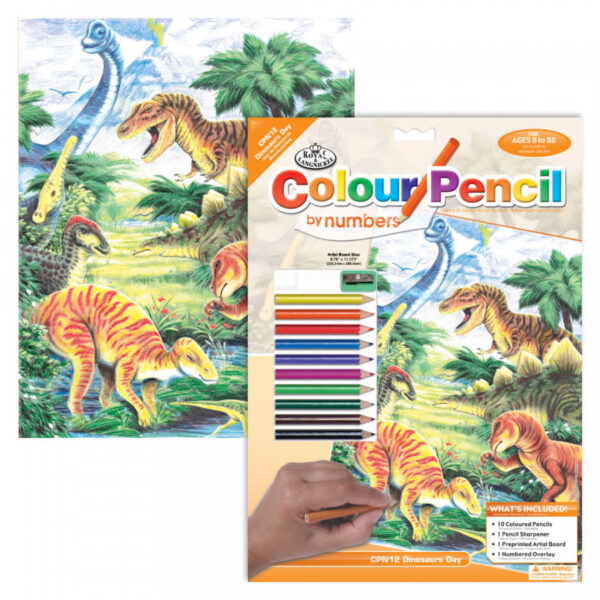 Colour Pencils By Numbers - Dinosaurs Day
