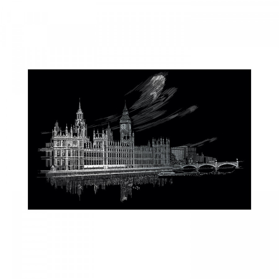Famous Places Engraving Art – Big Ben & Parliament
