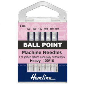 Hemline Sewing Machine Needles: Ball Point: Fine 100/10: 6 Pieces - Image 1