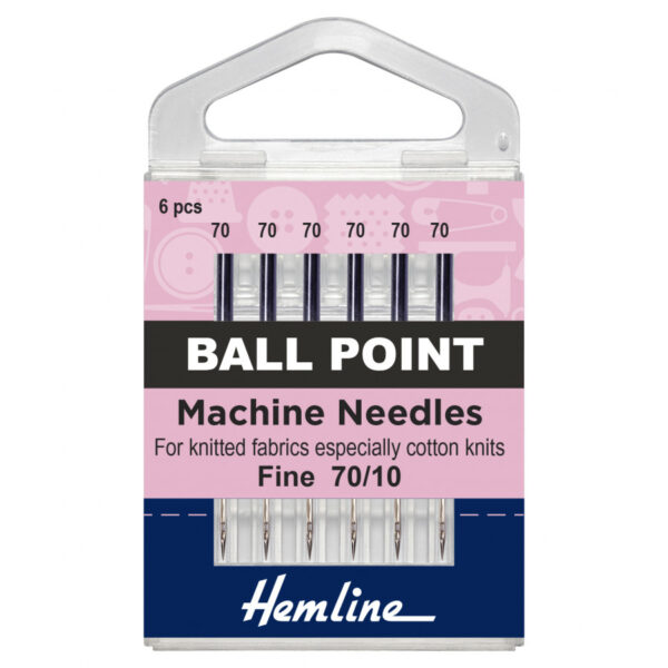 Hemline Sewing Machine Needles: Ball Point: Fine 70/10: 5 Pieces