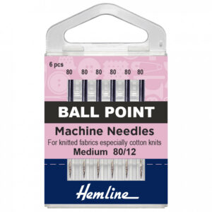 Hemline Sewing Machine Needles: Ball Point: Medium 80/12: 5 Pieces - Image 1