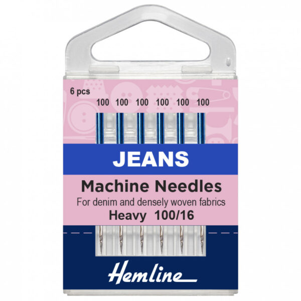 Hemline Sewing Machine Needles: Jeans: Heavy 100/16: 5 Pieces