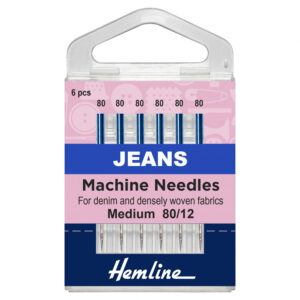 Hemline Sewing Machine Needles: Jeans: Medium 80/12: 5 Pieces - Image 1