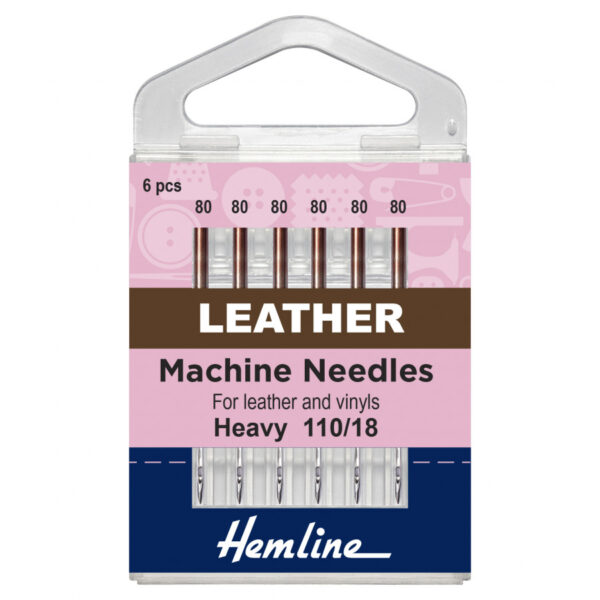 Hemline Sewing Machine Needles: Leather: Heavy 110/18: 5 Pieces