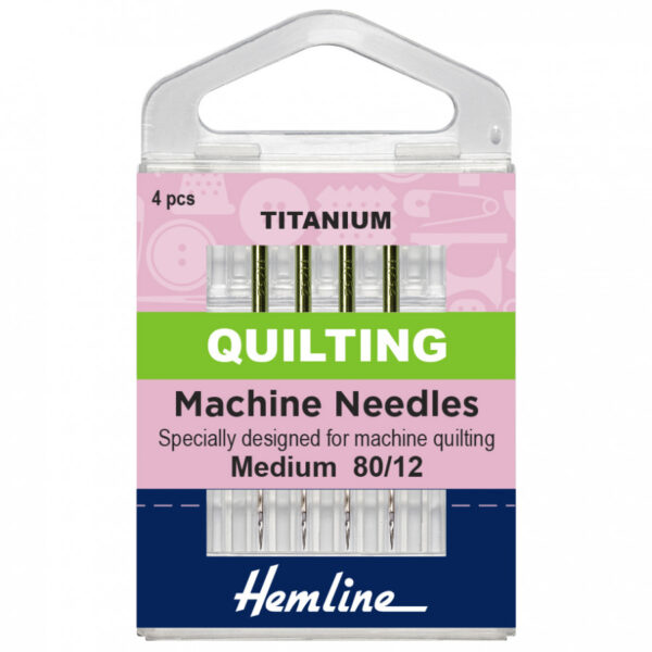 Hemline Sewing Machine Needles: Titanium: Quilting: Medium 80/12: 3 Pieces