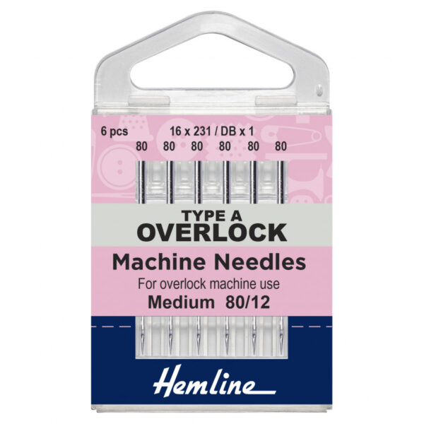 Hemline Overlock/Serger Machine Needles: Type A: 80/12: 6 Pieces