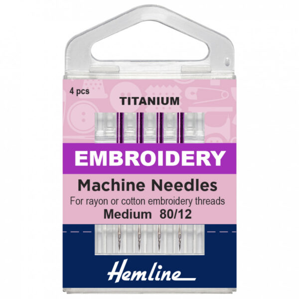 Hemline Sewing Machine Needles: Titanium: Embroidery: 75/11: 3 Pieces