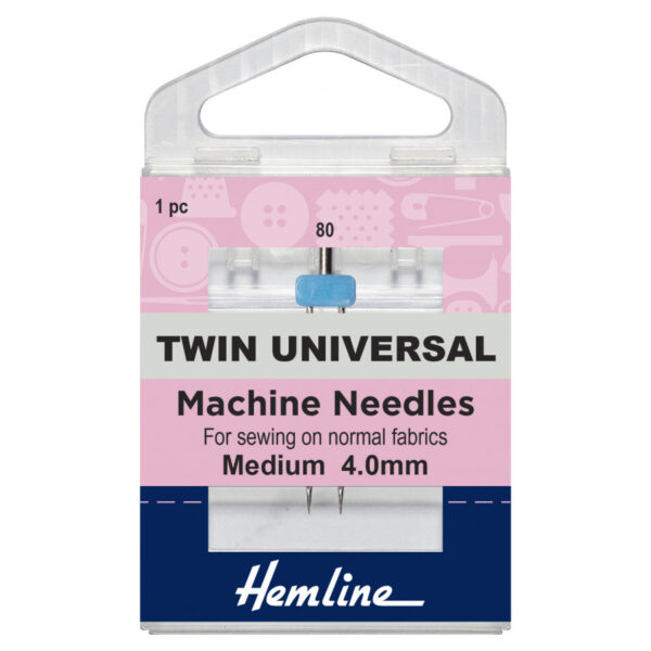Hemline Sewing Machine Needles: Twin Universal: 80/12, 4mm: 1 Piece