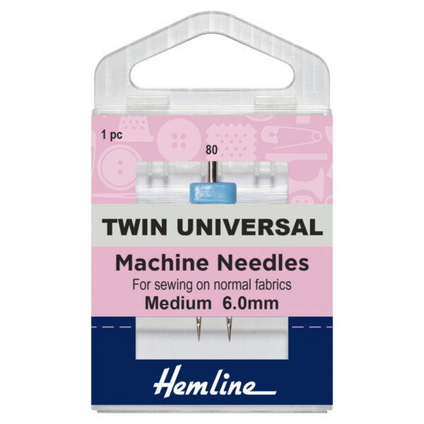 Hemline Sewing Machine Needles: Twin Universal: 100/16, 6mm: 1 Piece