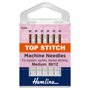 Hemline Sewing Machine Needles: Top-Stitch: 80/12: 5 Pieces - Image 1