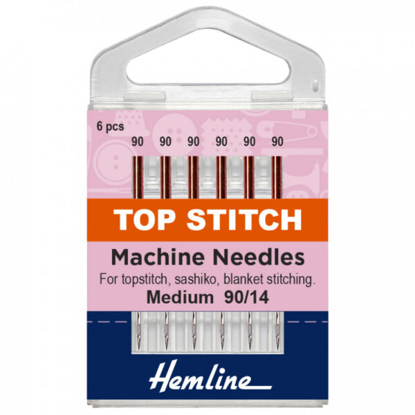 Hemline Sewing Machine Needles: Top-Stitch: 90/14: 5 Pieces