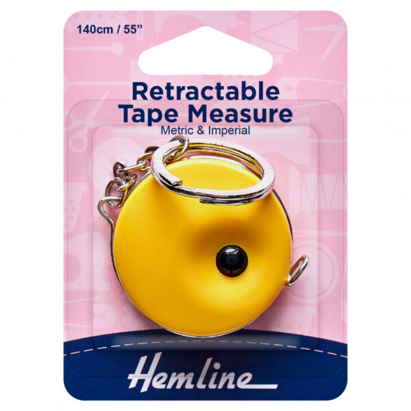 Hemline Retractable Key Ring Tape Measure  - Metric & Imperial