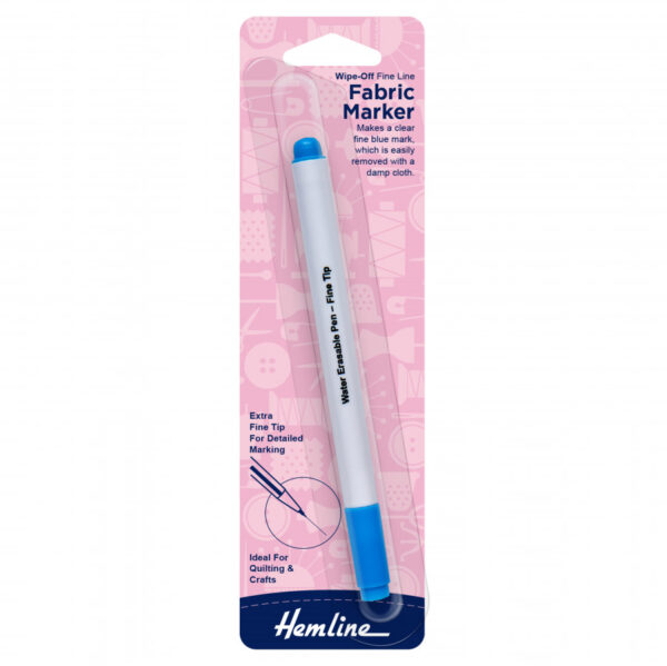 Hemline Fabric Marker Wipe Off/Wash Out - Fine Line - Blue