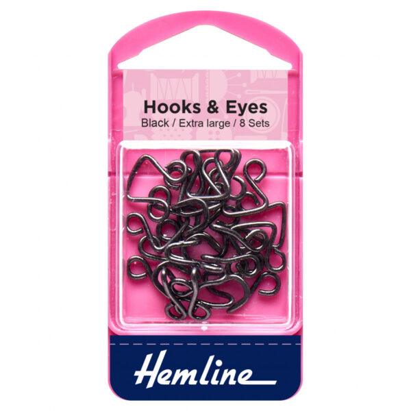 Hemline Hooks and Eyes - Black Size 13