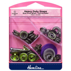 Hemline Heavy Duty Snaps Starter Set - Antique Brass - 15mm - Image 1