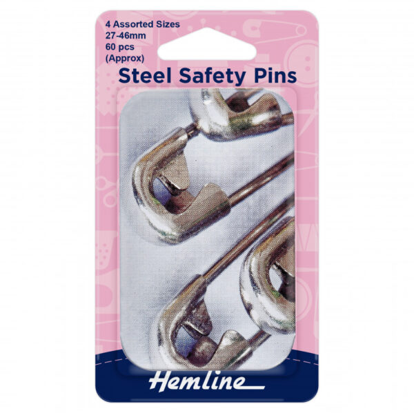 Hemline Assorted Nickel Safety Pins in Tin