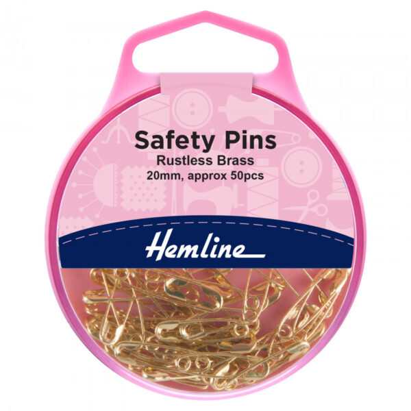 Hemline Rustless Brass Safety Pins - 20mm