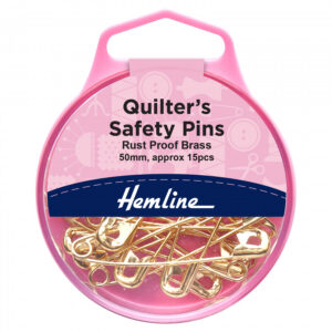 Hemline Quilter's Rustless Brass Safety Pins - 50mm - Image 1
