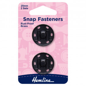 Hemline Sew-On Snap Fasteners - Black 25mm - Image 1