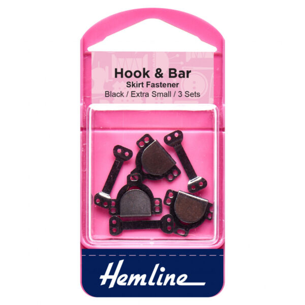 Hemline Hook & Bar Fasteners - Black Extra Small