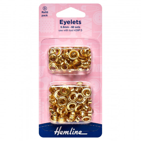 Hemline Eyelets - Gold/Brass - 5.5mm