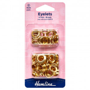 Hemline Eyelets - Gold/Brass - 8.7mm - Image 1