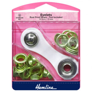 Hemline Eyelet Starter Set - Gold/Brass - 10.5mm - Image 1