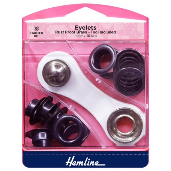 Hemline Eyelet Starter Set - Oxy Black - 14mm