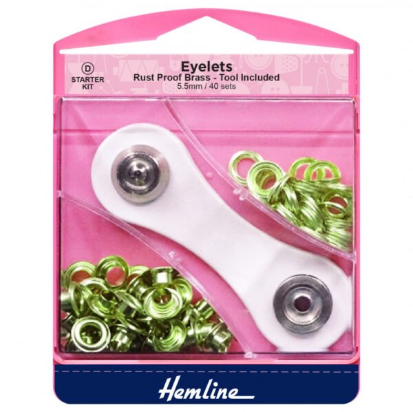 Hemline Eyelet Starter Set - Gold/Brass - 5.5mm