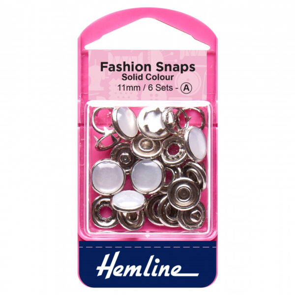 Hemline Fashion Snaps - Pearl - 11mm