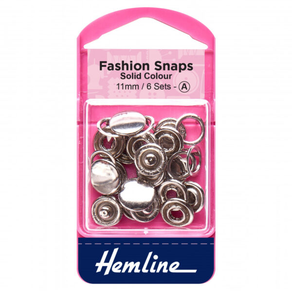 Hemline Fashion Snaps - Silver - 11mm