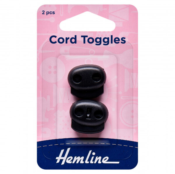 Hemline Twin Hole Cord Toggles - Black - 6mm